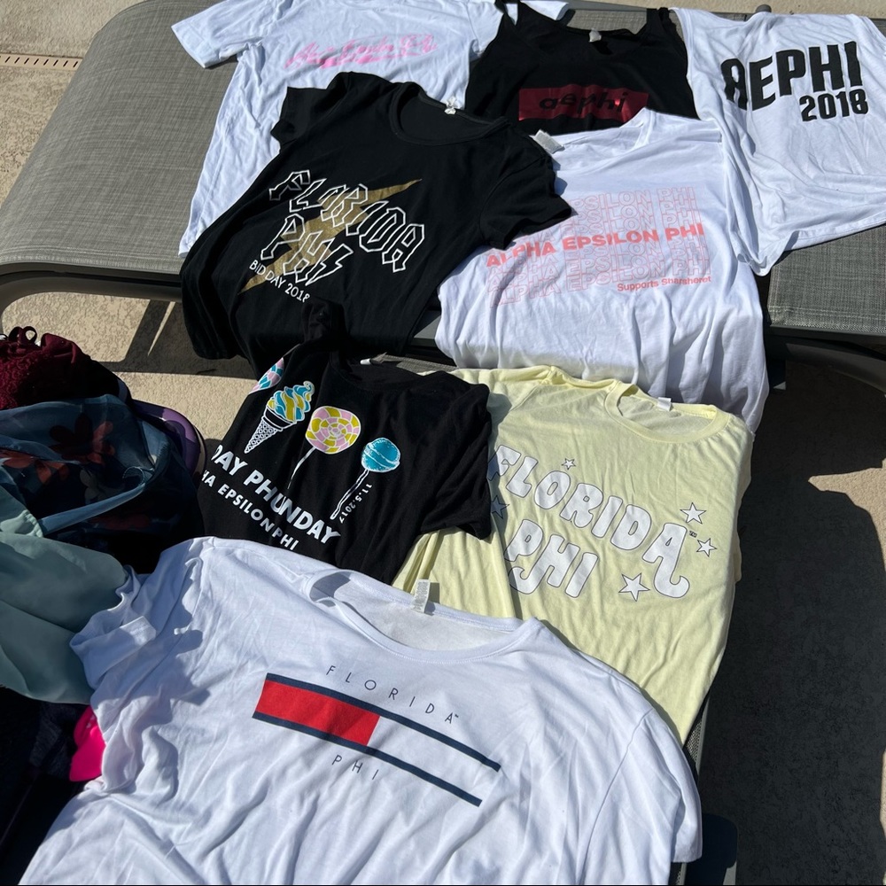 Lot of 8 AEPhi {Alpha Epsilon Phi} sorority shirts